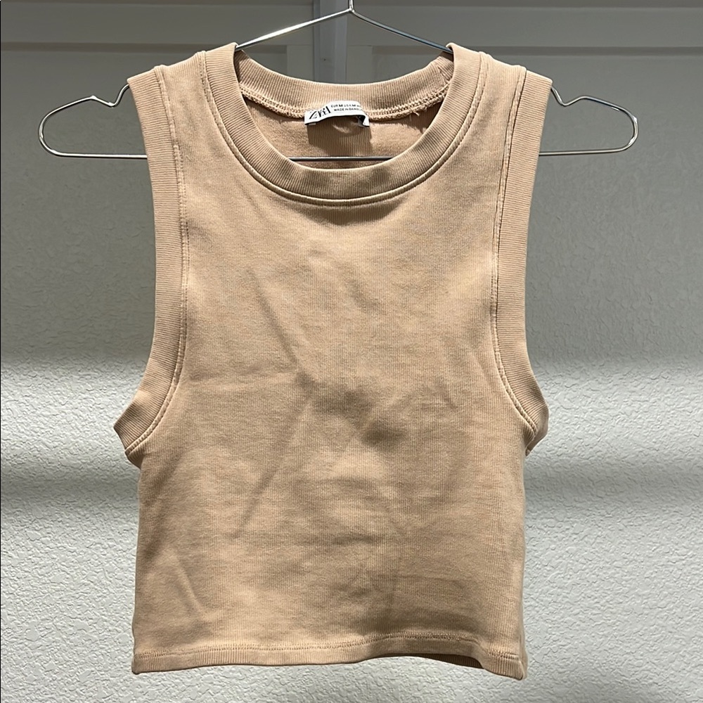Zara Tan Crop Tank Top
